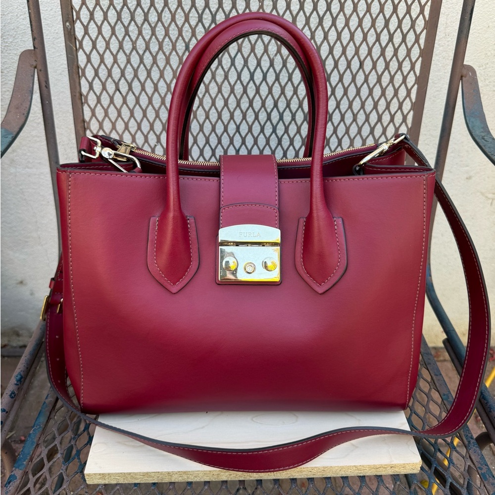 FURLA 2 way east west satchel.